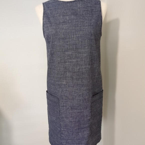 Theory Dresses & Skirts - Theory Navy Linen Mod Shift Dress With Oversized Pockets, Size 4, EUC